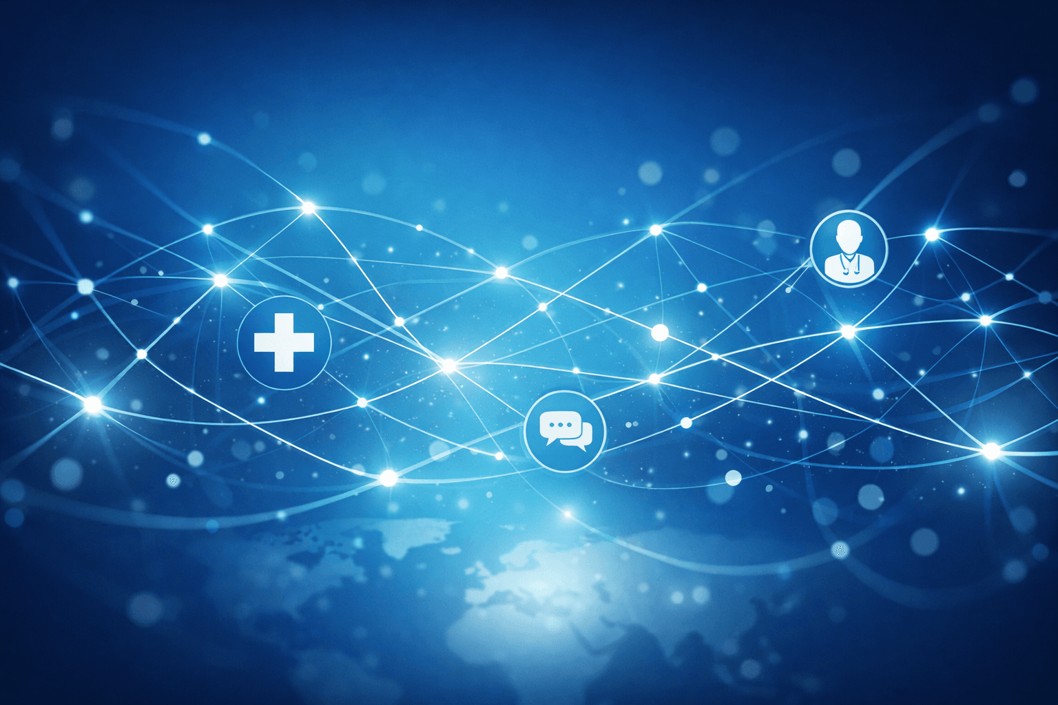 Healthcare technology abstract background with medical icons and digital elements